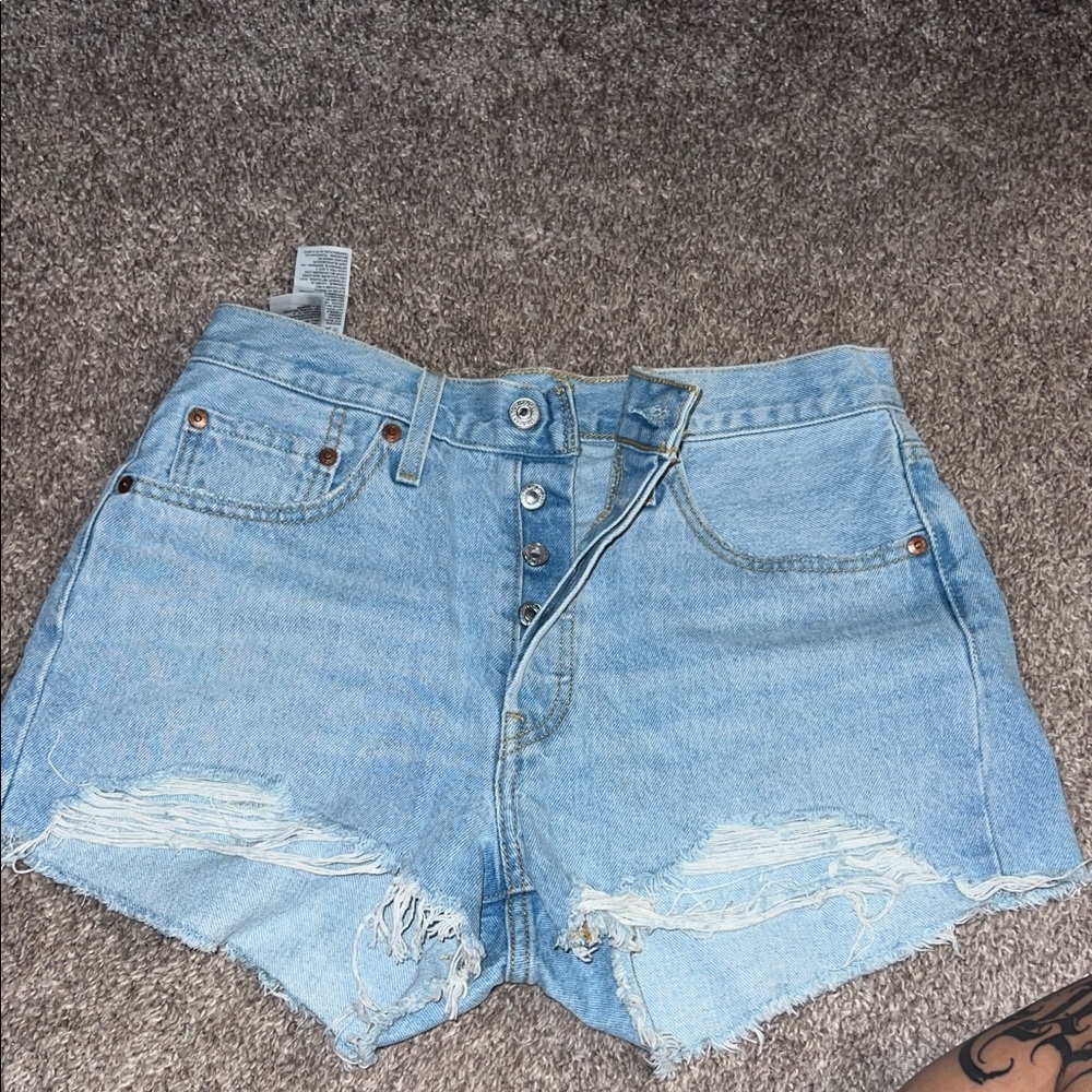 Denim Blue Women's Distressed Shorts